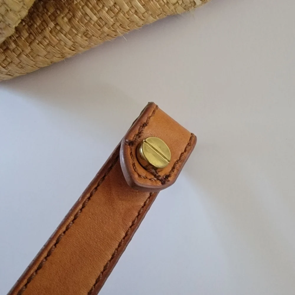 J. Crew Brompton Straw Tan Brown Leather Hobo Bag Y2K 2010